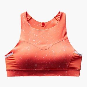 New brooks drive 3 pocket run bra in orange splatter. Size 32 c/d.